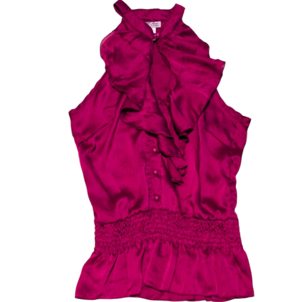 Celine by Champion Medium Fuchsia Hot Pink Magenta Silky Top - New with Tags!